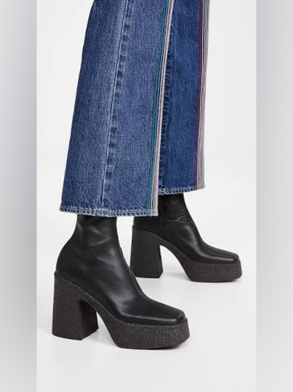 Stella McCartney‎ Skyla Black Leather Platform Chunky Boots 38